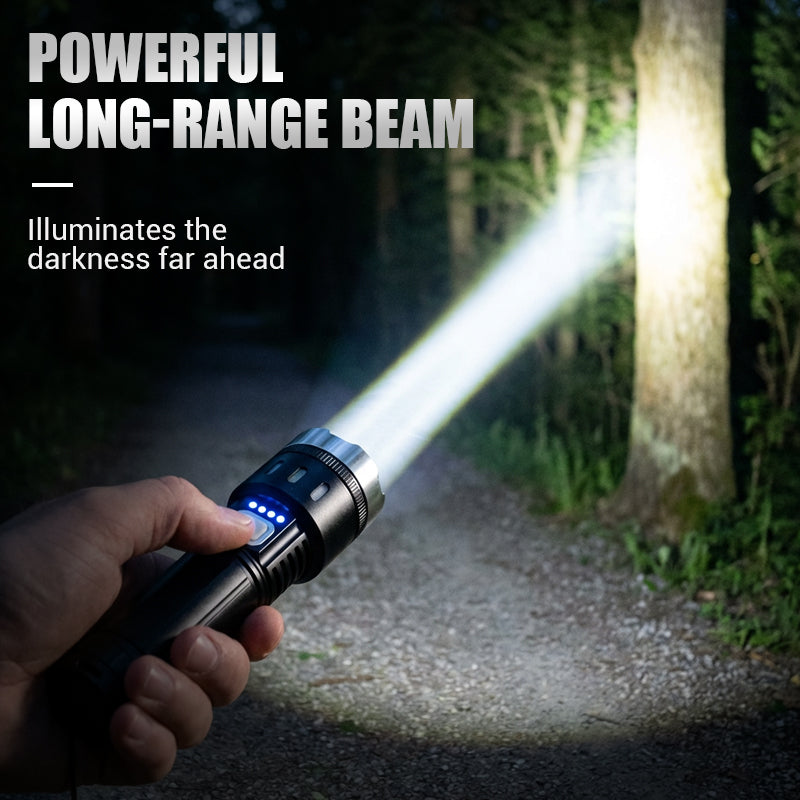 Valentine's Day Special: 50% Off! Multifunctional LED Flashlight with Zoom & Battery Indicator – Ultra Bright with Extended Range!