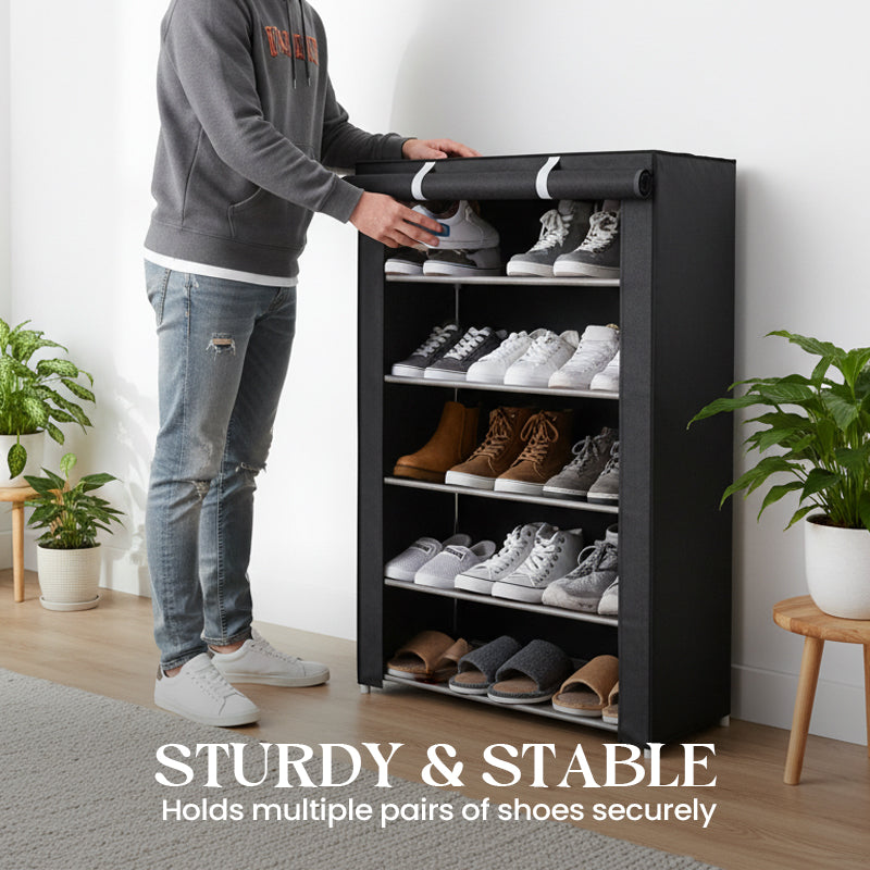 Multi-Tier Shoe Organizer with Protective Cover for Home