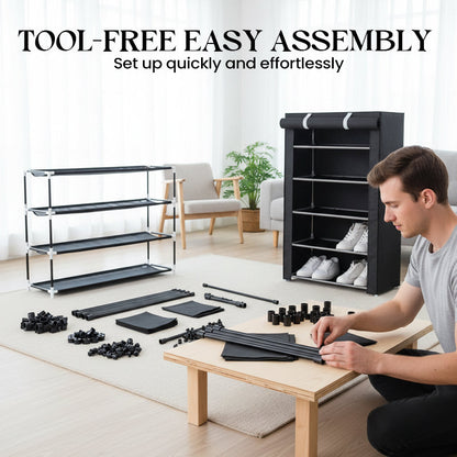 Multi-Tier Shoe Organizer with Protective Cover for Home
