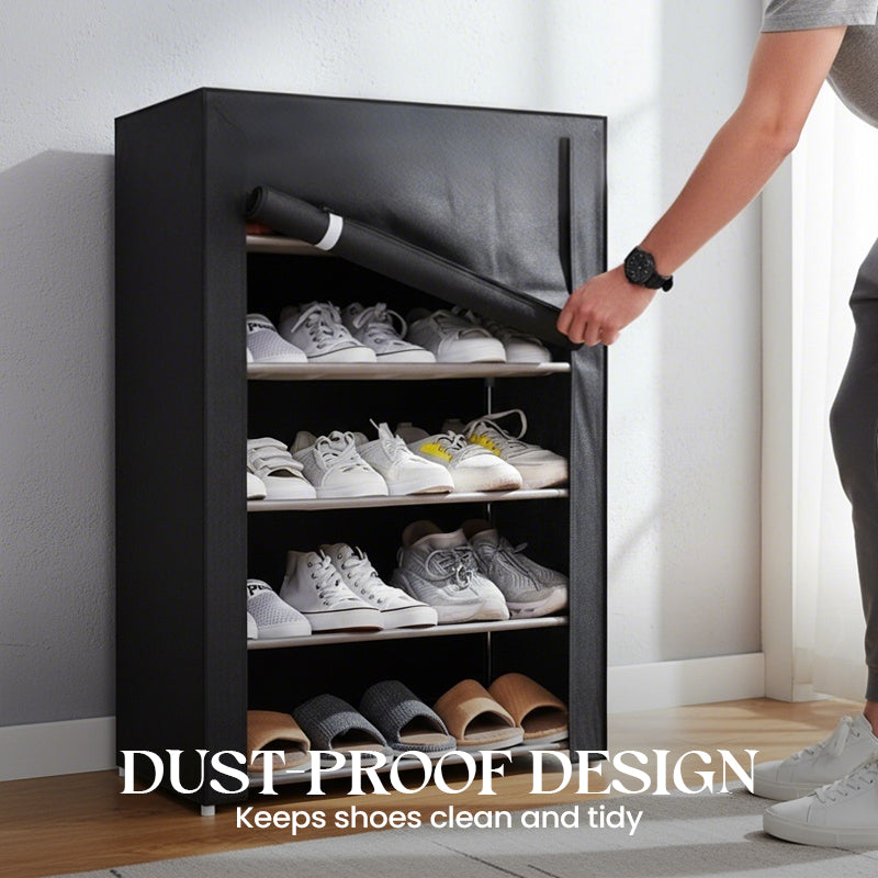 Multi-Tier Shoe Organizer with Protective Cover for Home