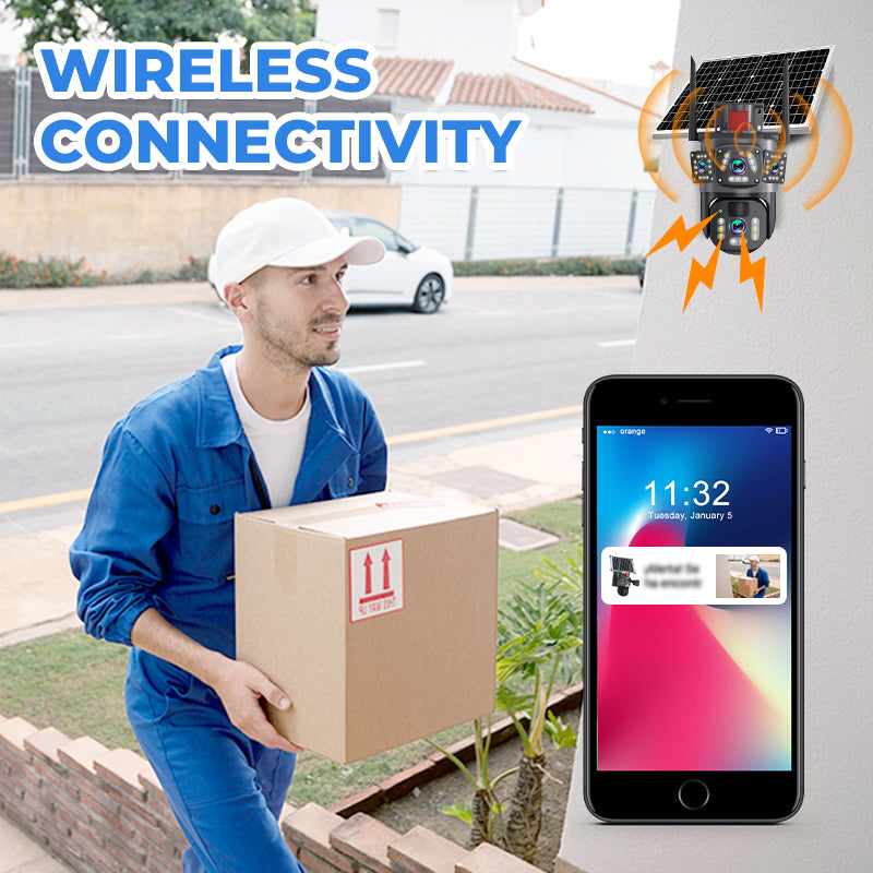 360° Solar-Powered Outdoor Security Camera with Night Vision