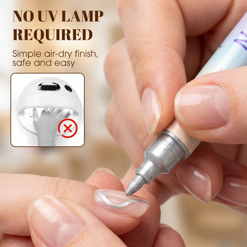 Dual-Tip Nail Art Pen Set | Quick-Drying, Water-Based | 12 or 24 Colors | No UV Lamp Required | Optional Nail Oil