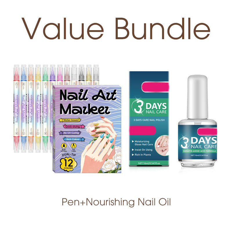 Dual-Tip Nail Art Pen Set | Quick-Drying, Water-Based | 12 or 24 Colors | No UV Lamp Required | Optional Nail Oil