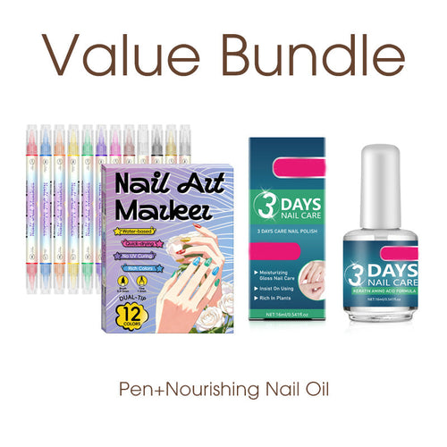 Dual-Tip Nail Art Pen Set | Quick-Drying, Water-Based | 12 or 24 Colors | No UV Lamp Required | Optional Nail Oil