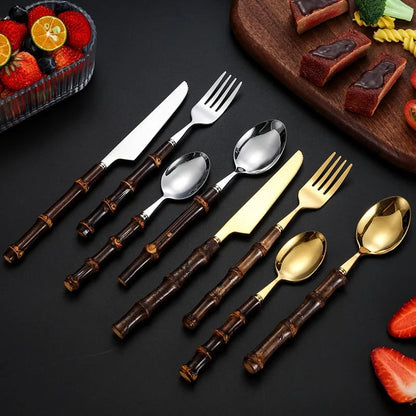 Elegant 24-Piece Silverware Set with Eco-Friendly Handles
