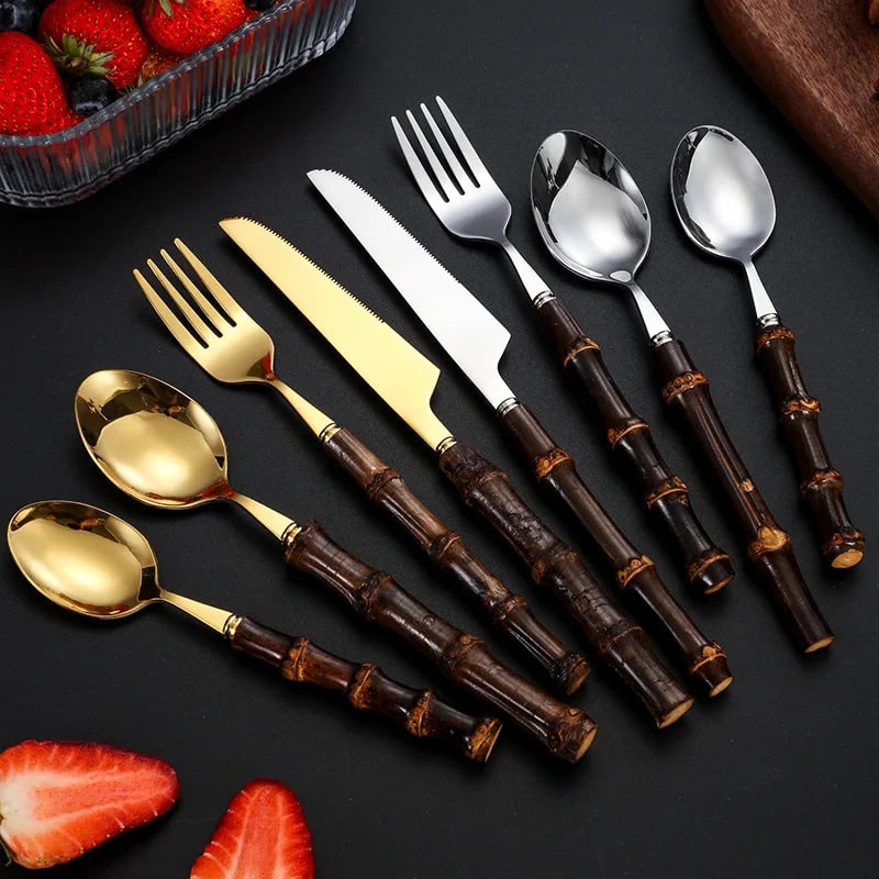 Elegant 24-Piece Silverware Set with Eco-Friendly Handles