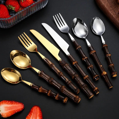 Elegant 24-Piece Silverware Set with Eco-Friendly Handles