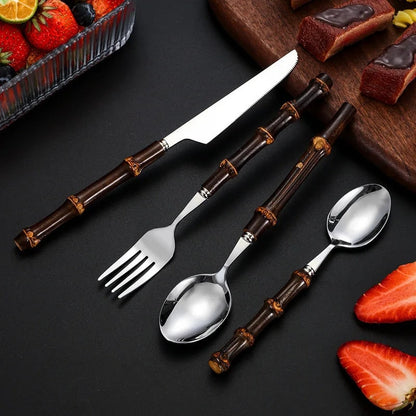 Elegant 24-Piece Silverware Set with Eco-Friendly Handles