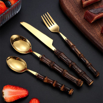 Elegant 24-Piece Silverware Set with Eco-Friendly Handles