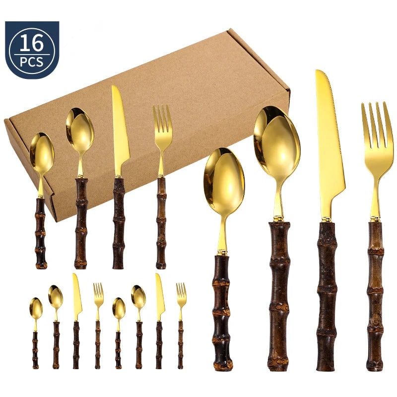 Elegant 24-Piece Silverware Set with Eco-Friendly Handles