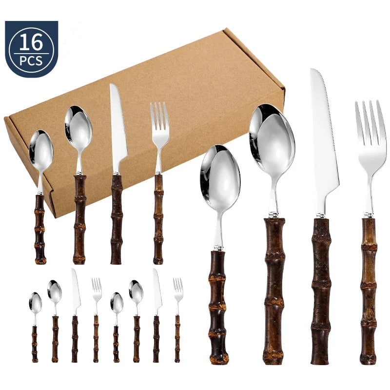 Elegant 24-Piece Silverware Set with Eco-Friendly Handles