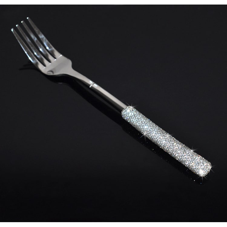 Glamorous Stainless Steel Cutlery Set with Crystal Accents for 12