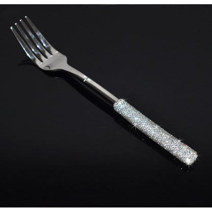 Glamorous Stainless Steel Cutlery Set with Crystal Accents for 12