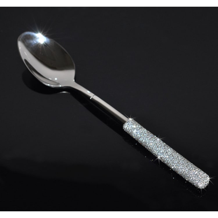 Glamorous Stainless Steel Cutlery Set with Crystal Accents for 12