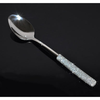 Glamorous Stainless Steel Cutlery Set with Crystal Accents for 12