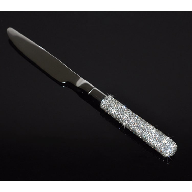 Glamorous Stainless Steel Cutlery Set with Crystal Accents for 12