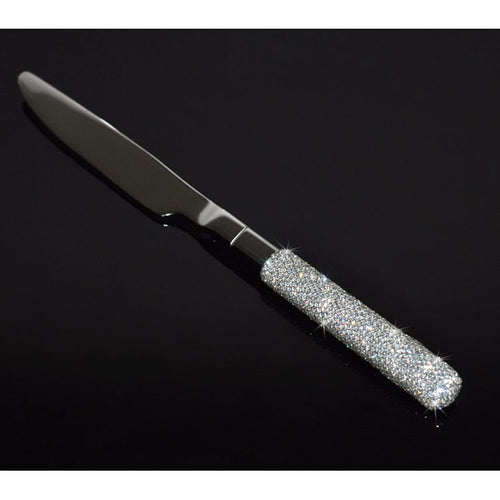 Glamorous Stainless Steel Cutlery Set with Crystal Accents for 12