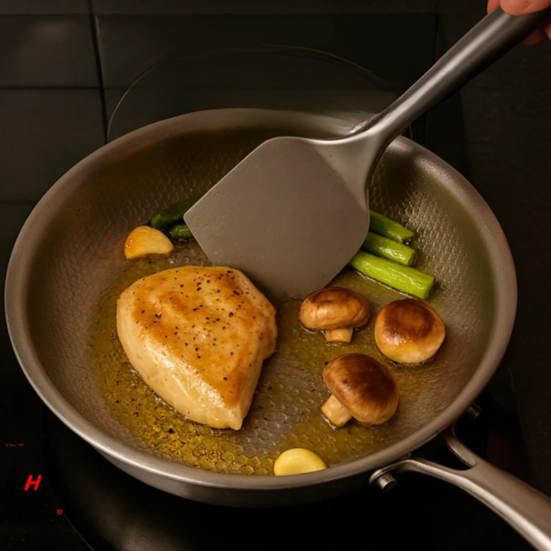 Elegant Induction-Capable Frying Pan with Textured Finish