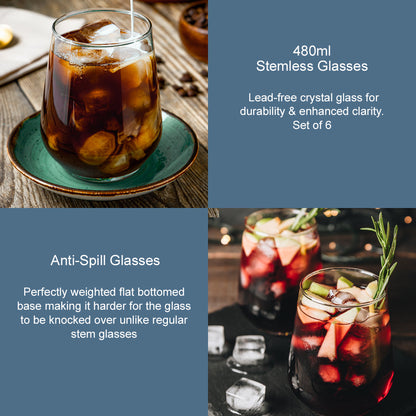 Set of 6 Stemless Wine Tumblers