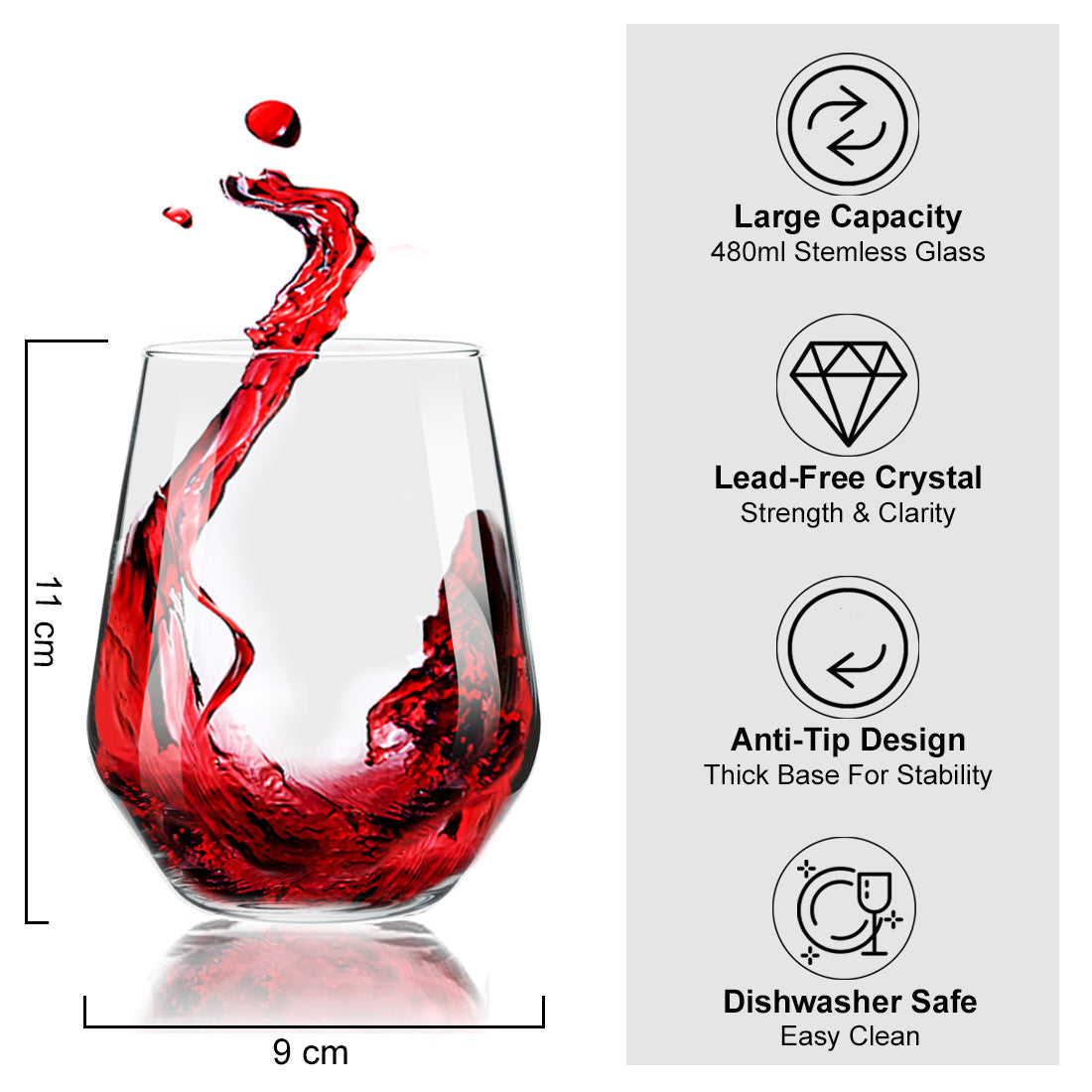 Set of 6 Stemless Wine Tumblers