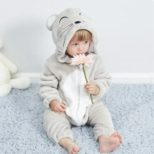 Baby Fleece Overall - Animal Onesie for Infants