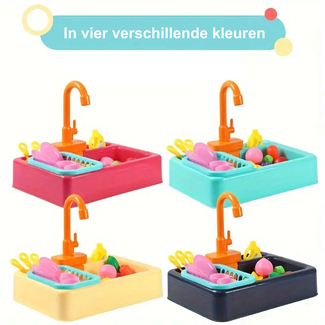 Educational Kitchen Play Set with Working Faucet for Kids Ages 3+