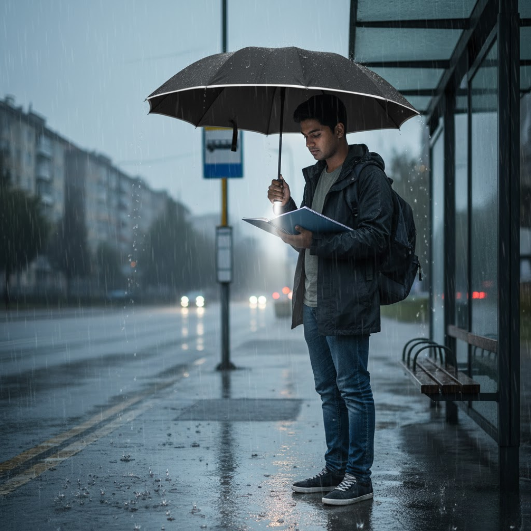 All-Weather Smart Umbrella with Built-In LED Illumination