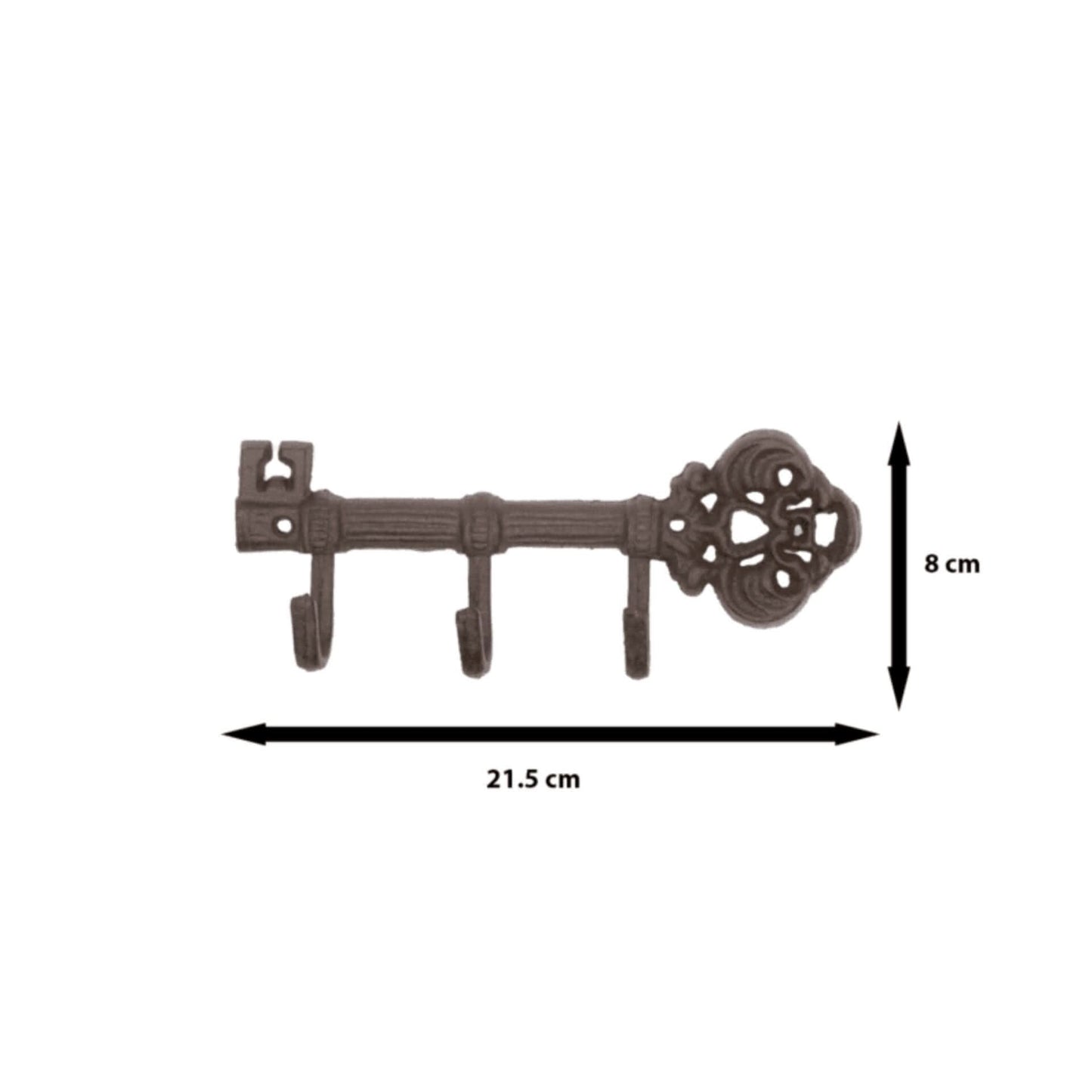 Vintage Key-Inspired Wall Hook with 3 Durable Hangers