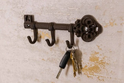Vintage Key-Inspired Wall Hook with 3 Durable Hangers
