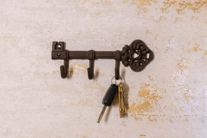 Vintage Key-Inspired Wall Hook with 3 Durable Hangers