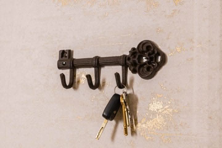 Vintage Key-Inspired Wall Hook with 3 Durable Hangers
