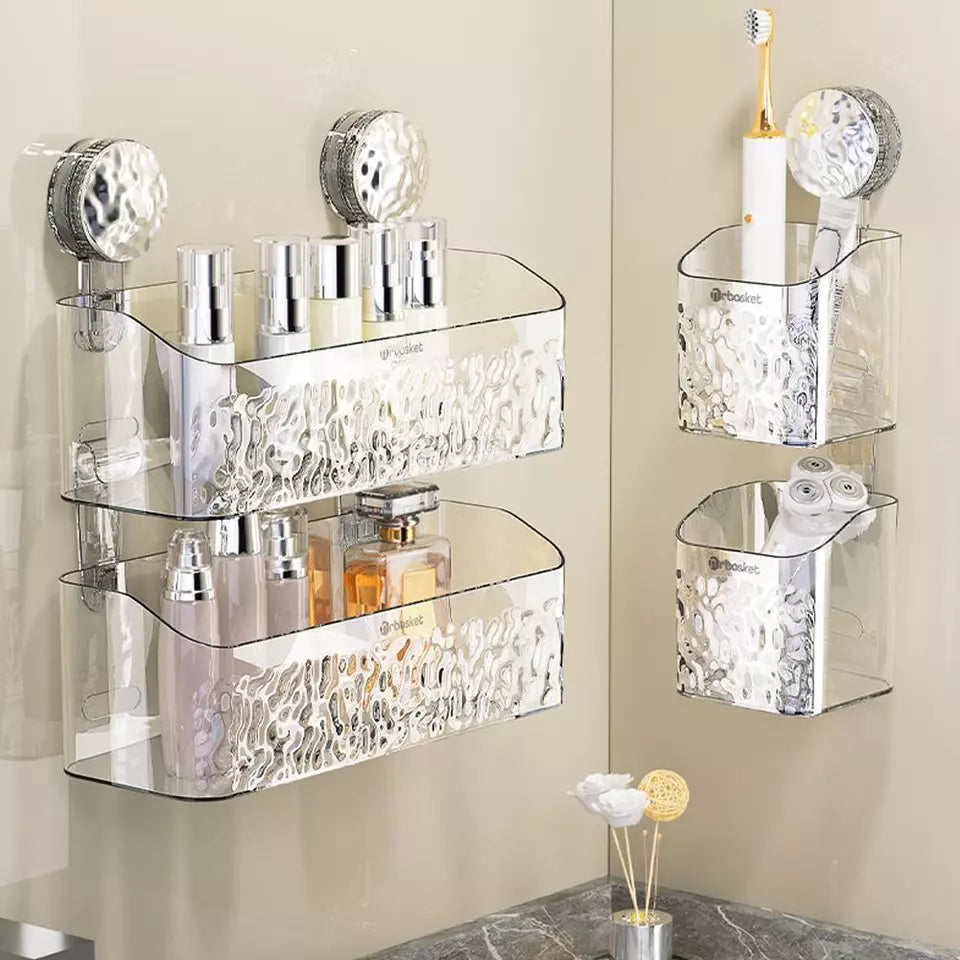 Shower Storage Shelf with Suction Cups – Acrylic Bathroom Organizer