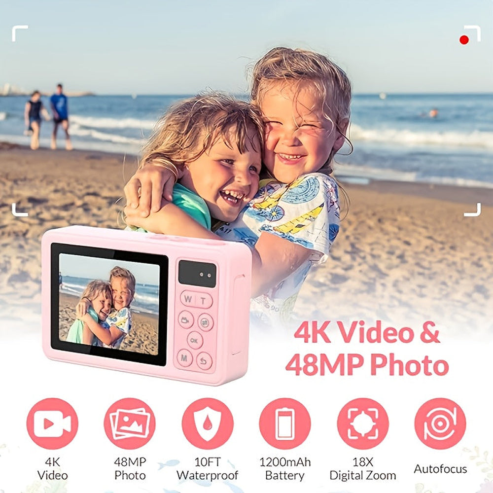 Waterproof Underwater Camera Featuring Dual Selfie Display