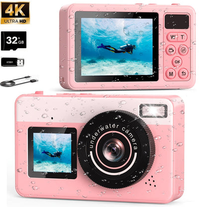 Waterproof Underwater Camera Featuring Dual Selfie Display