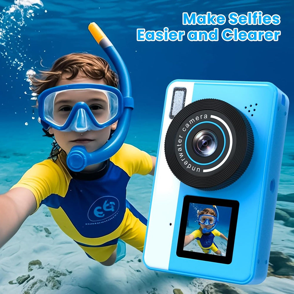 Waterproof Underwater Camera Featuring Dual Selfie Display
