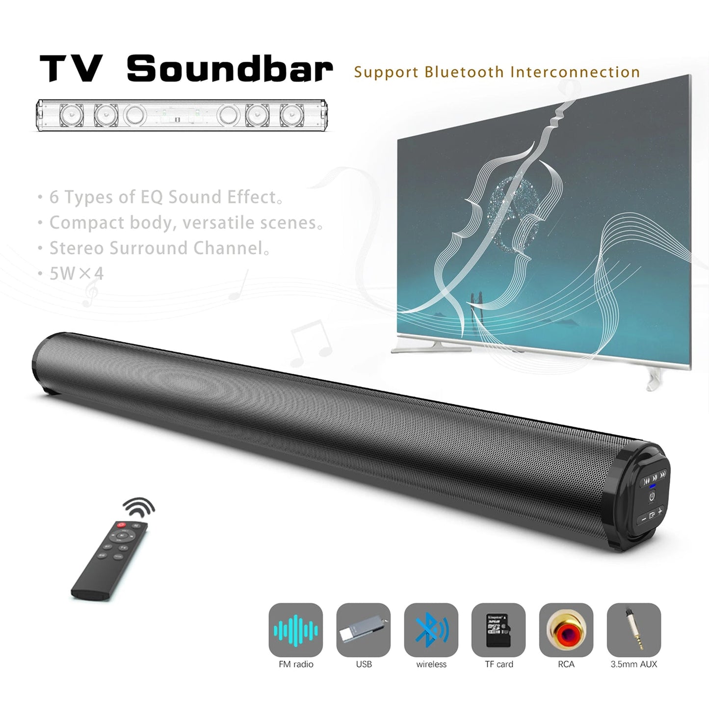 Soundbar with Subwoofer for Enhanced Audio Experience