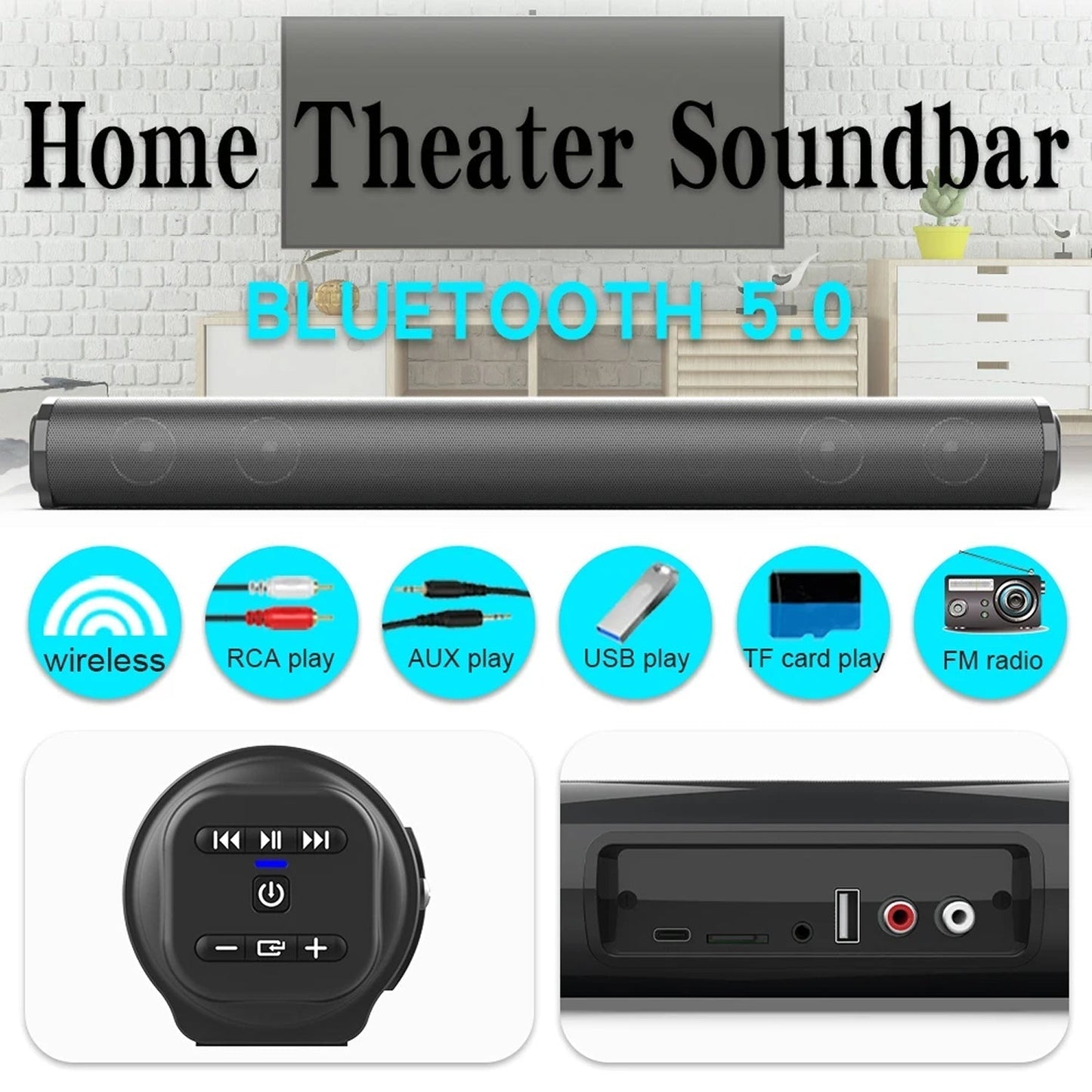 Soundbar with Subwoofer for Enhanced Audio Experience