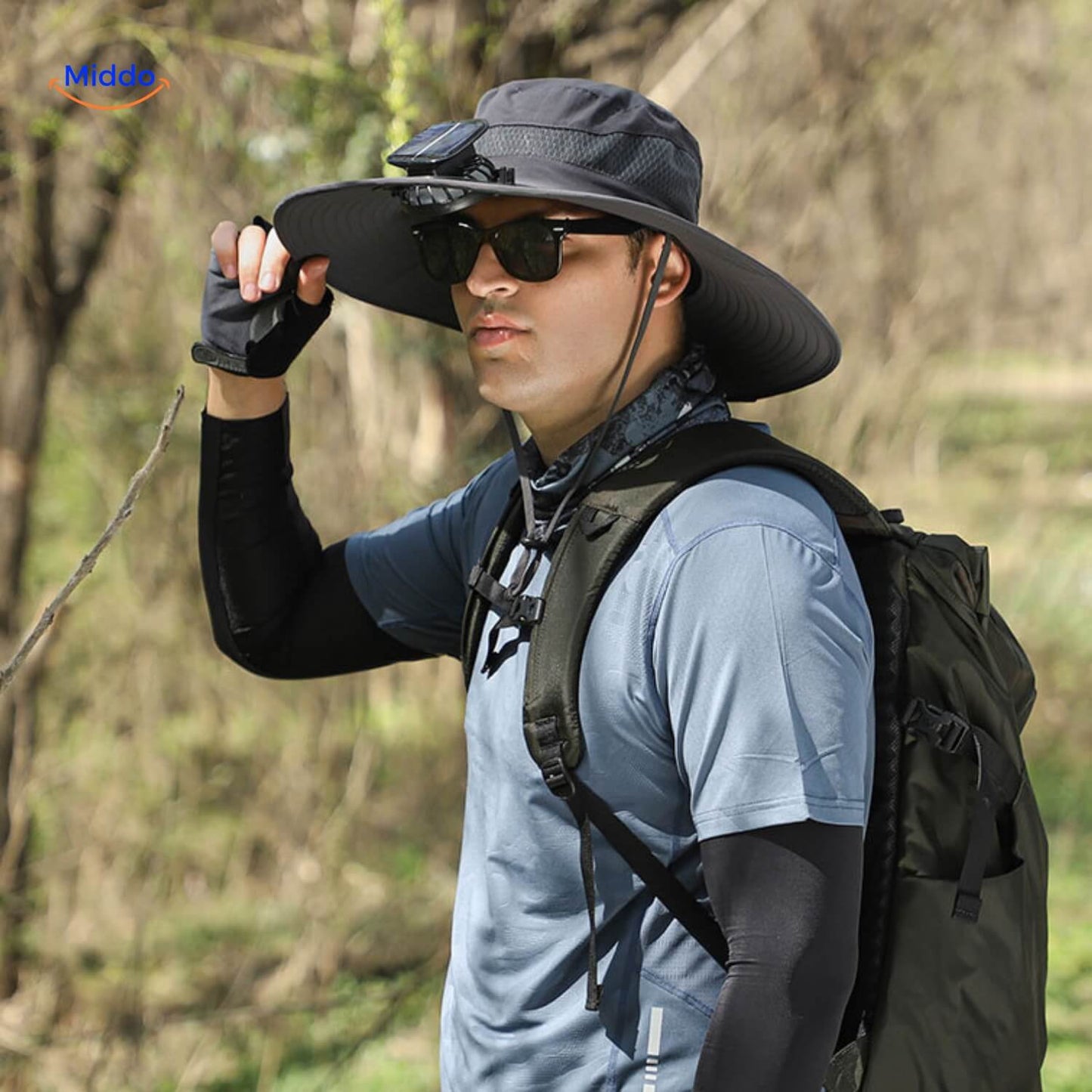 Solar-Powered Hat with Wide Brim and Sweat-Wicking Comfort