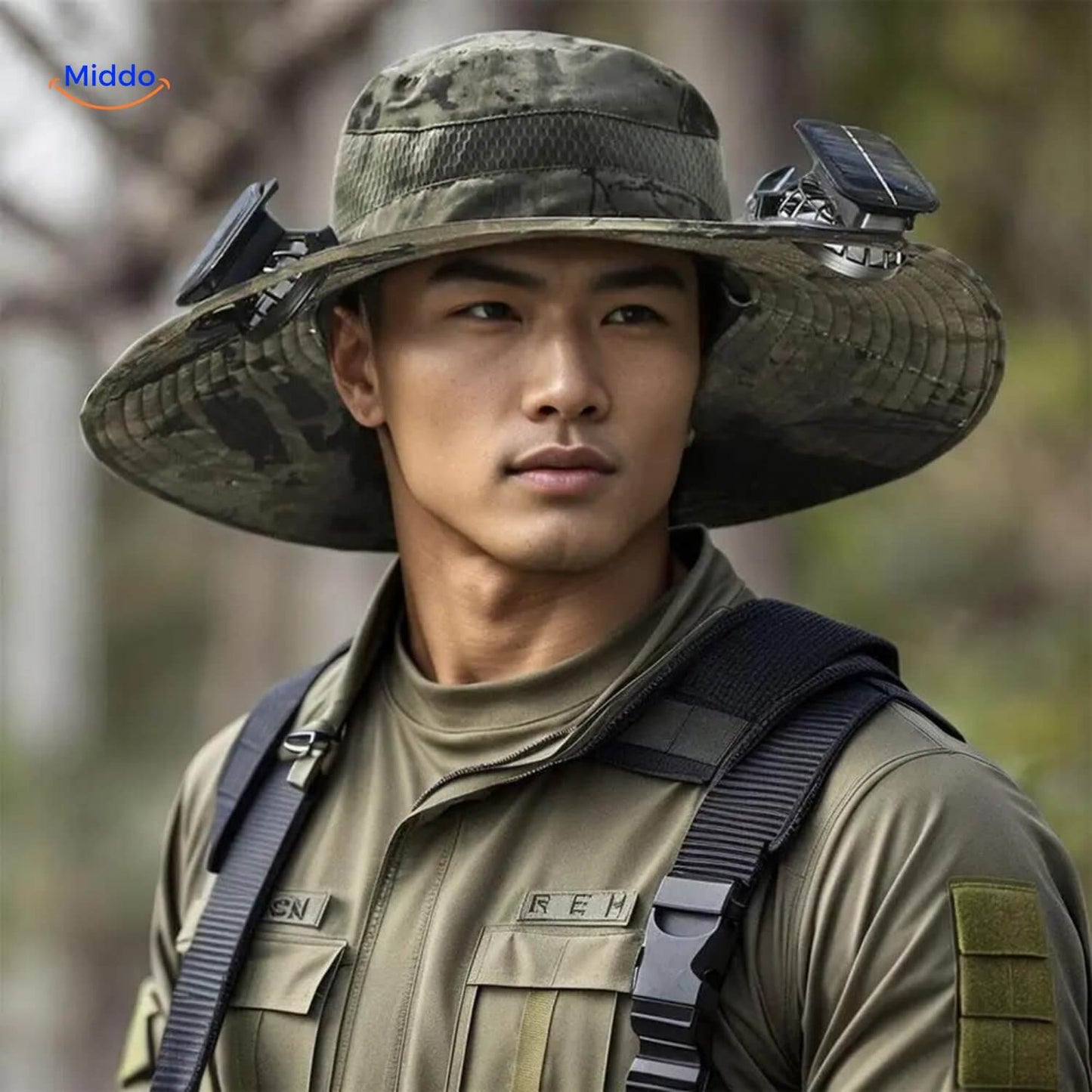 Solar-Powered Hat with Wide Brim and Sweat-Wicking Comfort