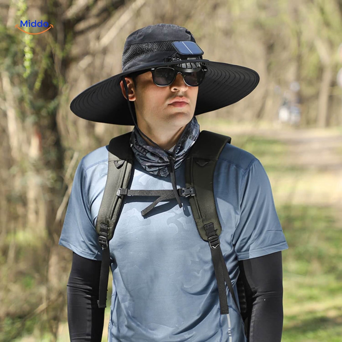 Solar-Powered Hat with Wide Brim and Sweat-Wicking Comfort
