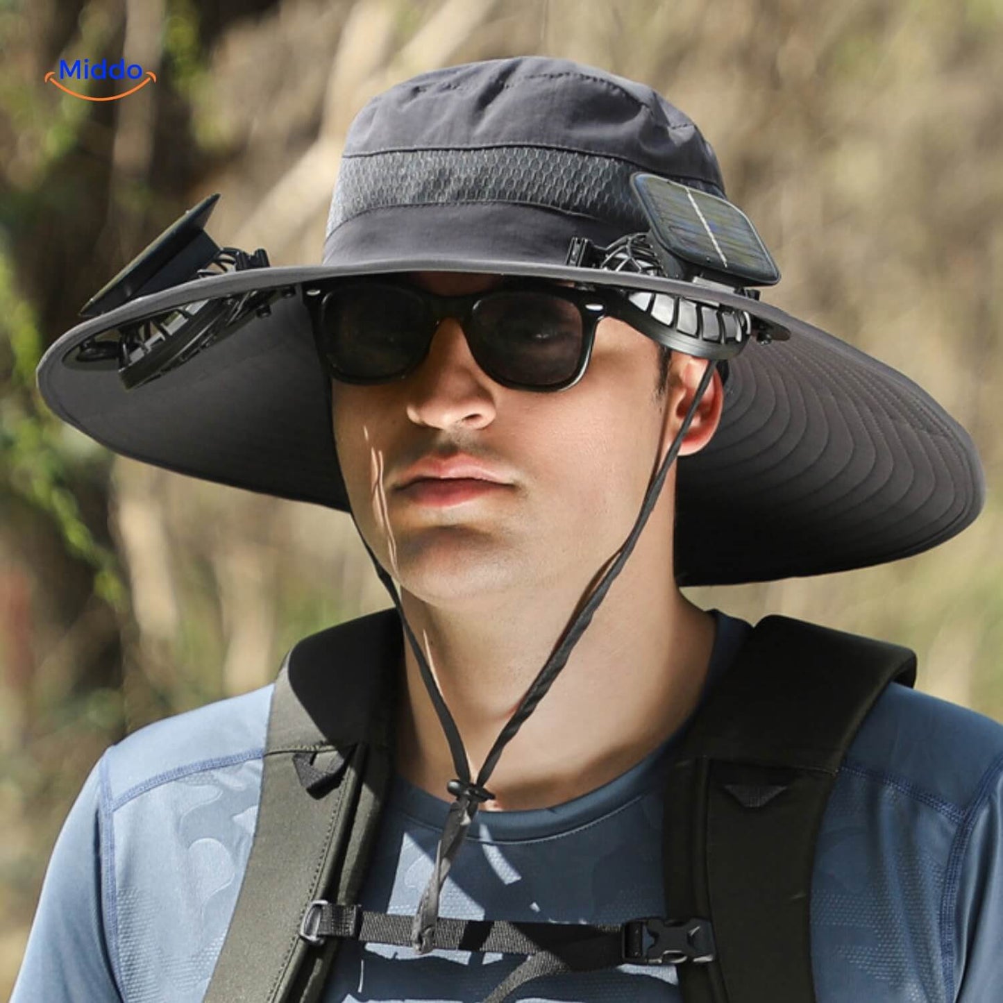 Solar-Powered Hat with Wide Brim and Sweat-Wicking Comfort