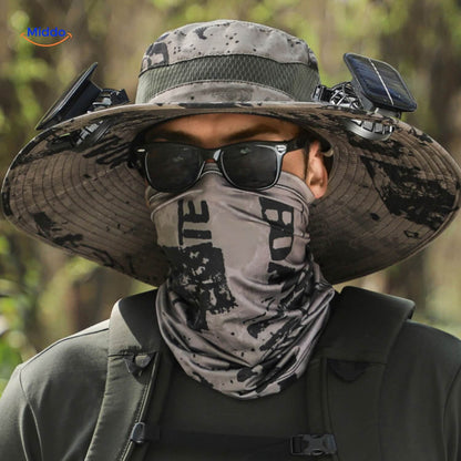 Solar-Powered Hat with Wide Brim and Sweat-Wicking Comfort