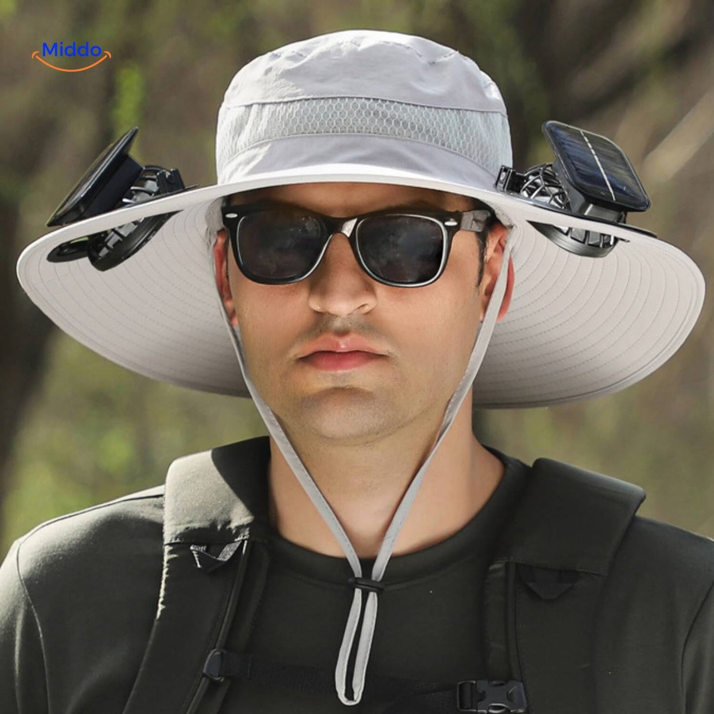 Solar-Powered Hat with Wide Brim and Sweat-Wicking Comfort