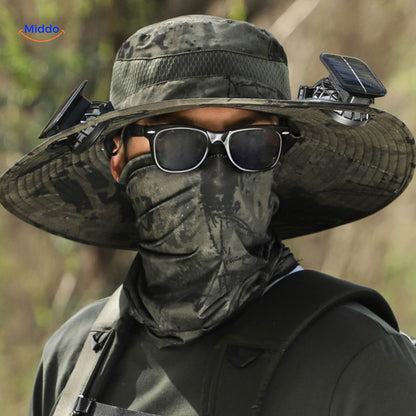 Solar-Powered Hat with Wide Brim and Sweat-Wicking Comfort