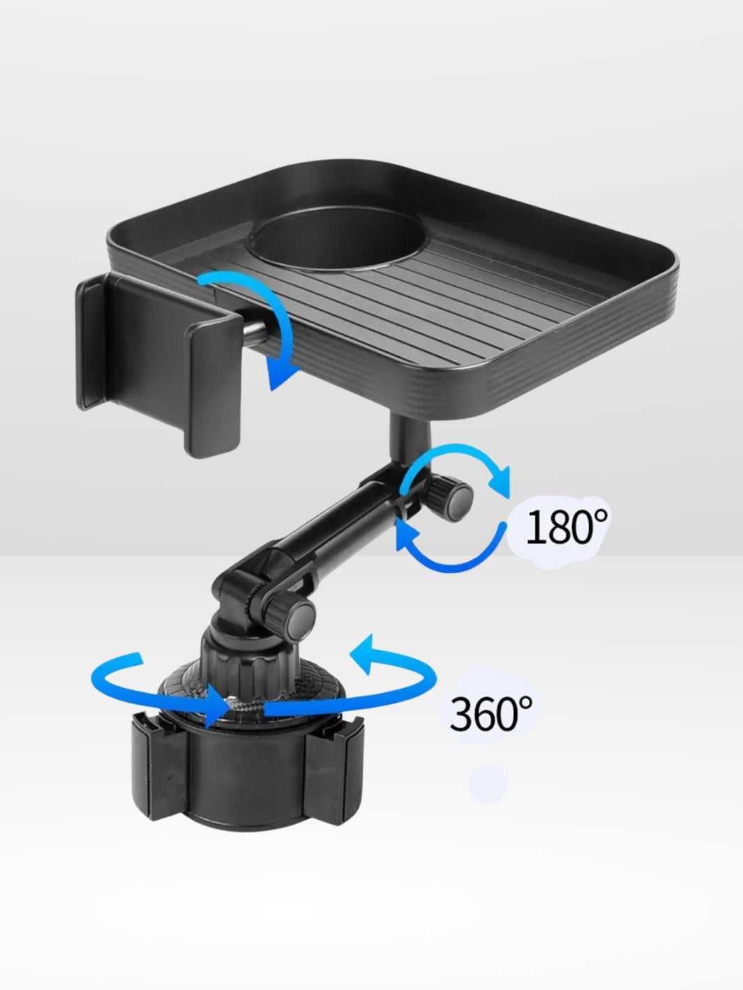 Car Tray with Phone and Cup Holders - 360° Rotating Design