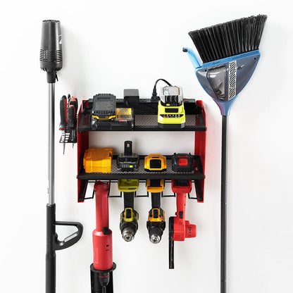 Wall-Mounted Tool Organizer with 8 Surge-Protected Outlets