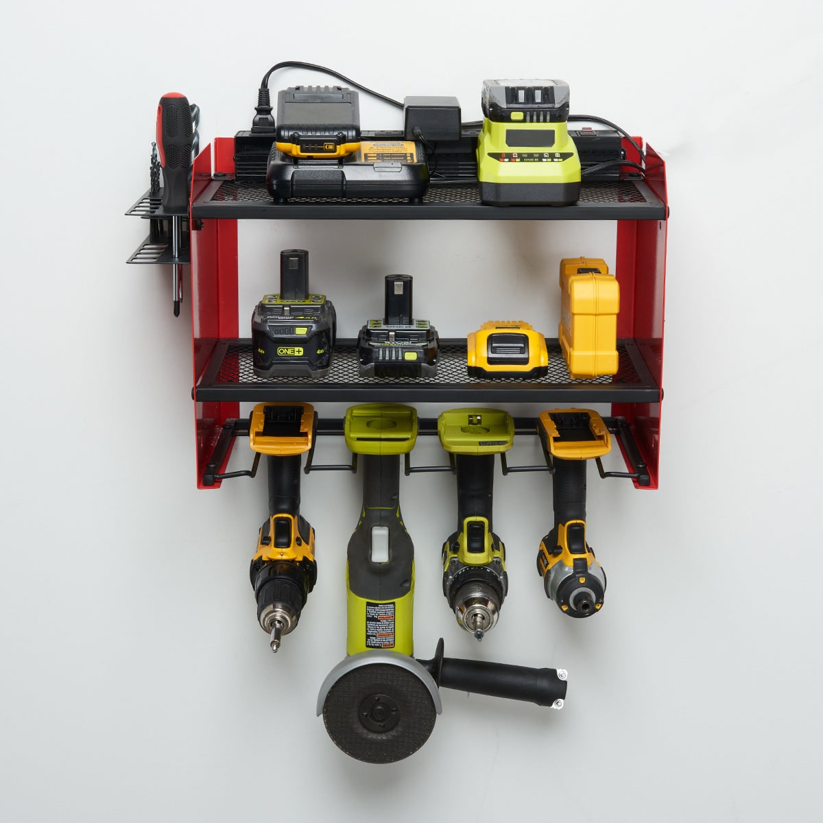 Wall-Mounted Tool Organizer with 8 Surge-Protected Outlets