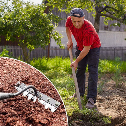 Handheld Garden Rake – Carbon Steel Tool for Precision Gardening Tasks