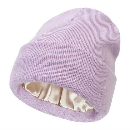 Noor Silk Winter Hat – Wool Blend with Silk for Anti-Frizz Hair Care