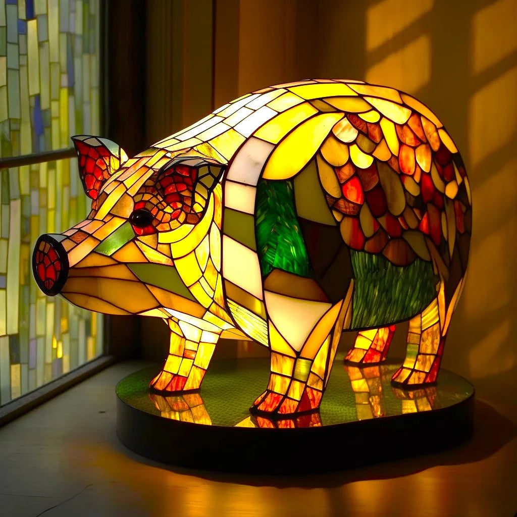 Whimsical Animal-Themed Mosaic Table Lamp for Enchanting Lighting